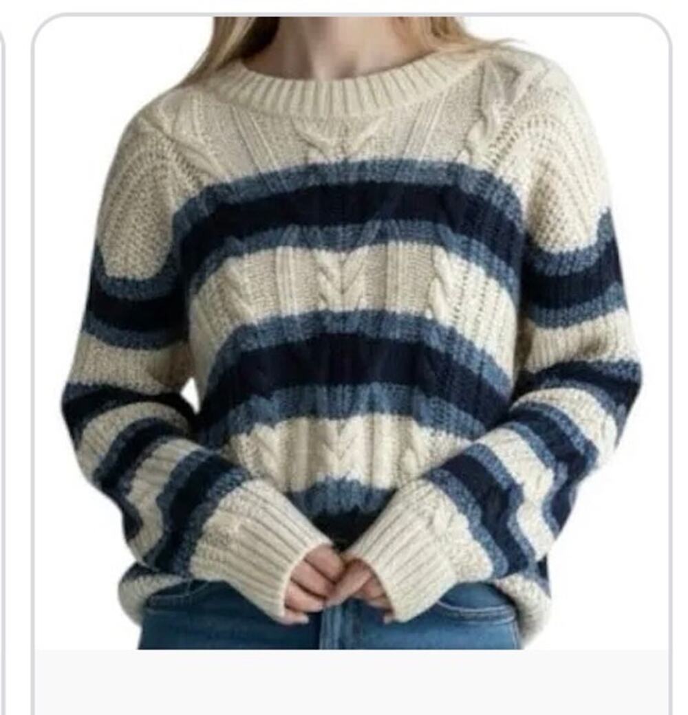 NWT Free People Frankie Cable Striped Pullover - M